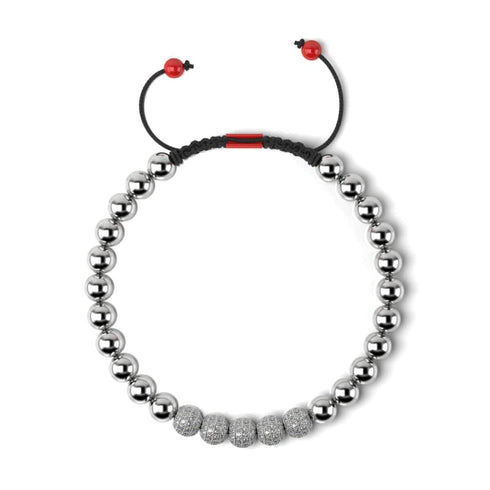Silber und rote Emaille | Kristall Gala Santa Armband | Schwarz