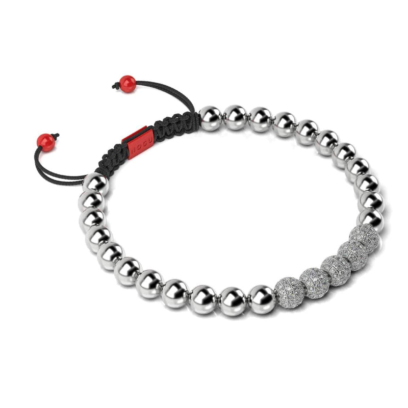 Silber und rote Emaille | Kristall Gala Santa Armband | Schwarz