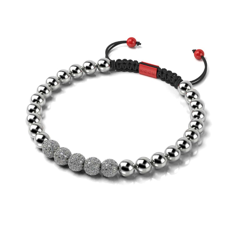 Silber und rote Emaille | Kristall Gala Santa Armband | Schwarz