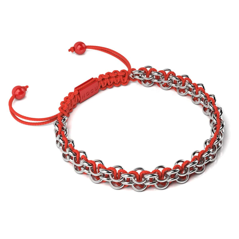 Silber und rote Emaille | Kismet Links | Makramee Weihnachtsmann Armband