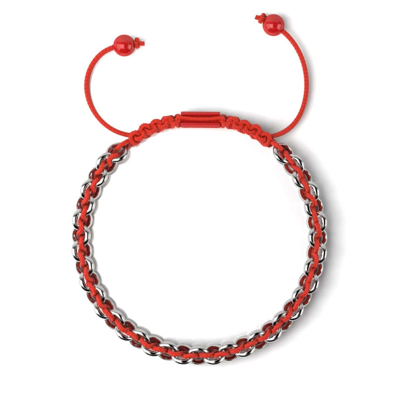Silber und rote Emaille | Kismet Links | Makramee Weihnachtsmann Armband