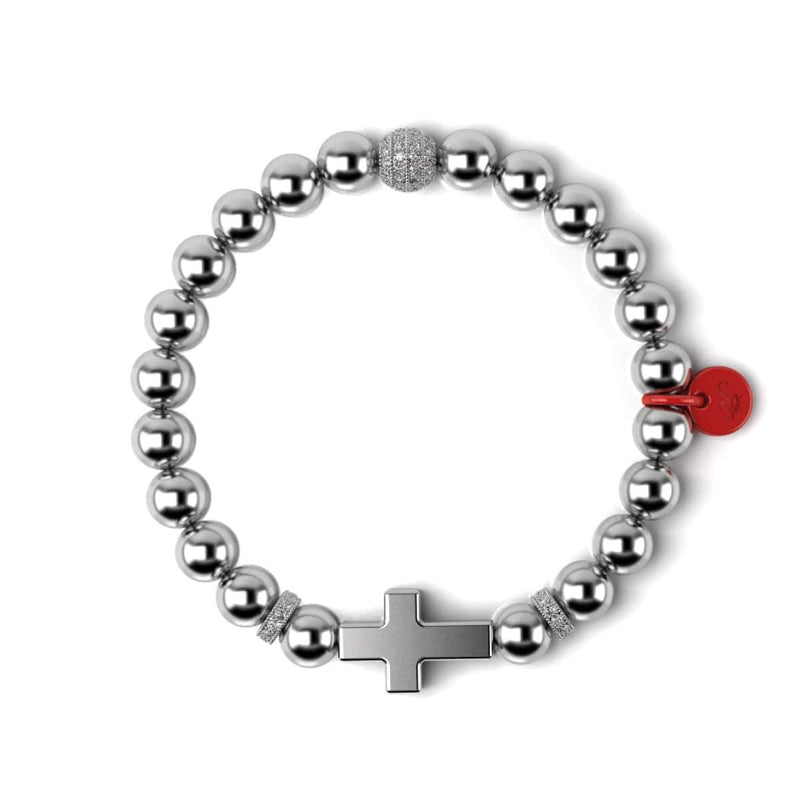 Silber und rote Emaille | Weihnachtsmann-Kreuz-Armband