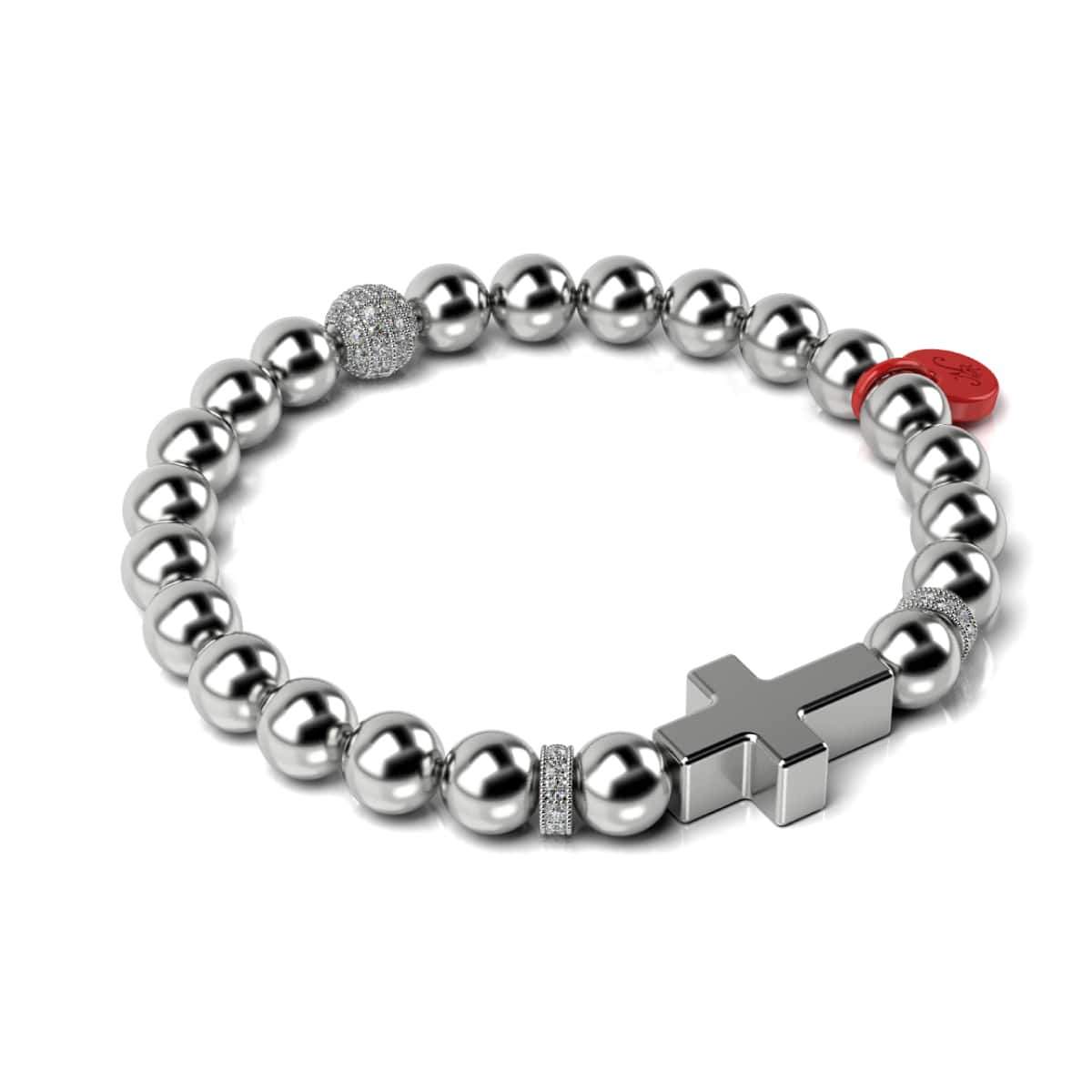 Silber und rote Emaille | Weihnachtsmann-Kreuz-Armband