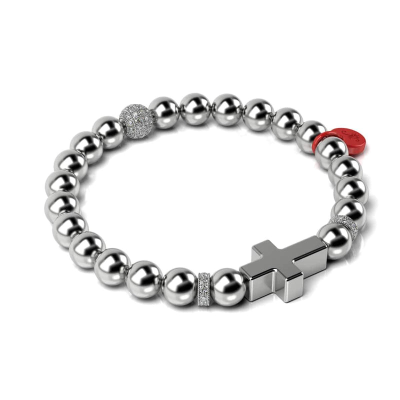 Silber und rote Emaille | Weihnachtsmann-Kreuz-Armband