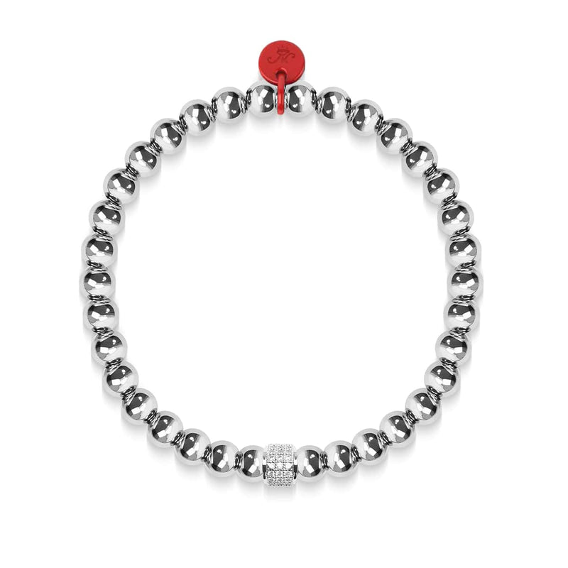 Weißes Kristallpflaster | Weihnachtsmann-Charm-Armband