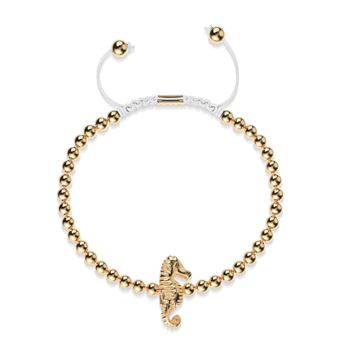 Riff | 18 Karat Gold | Seepferdchen Makramee Charmballa Armband