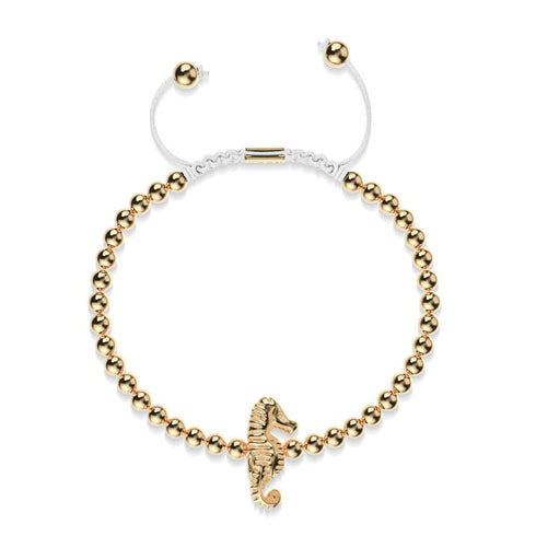 Riff | 18 Karat Gold | Seepferdchen Makramee Charmballa Armband