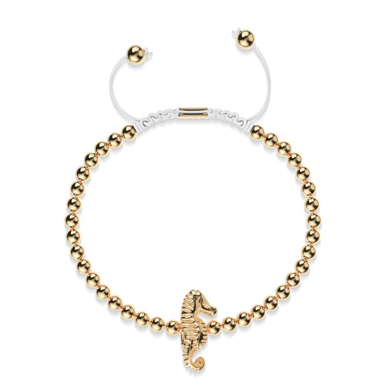 Riff | 18 Karat Gold | Seepferdchen Makramee Charmballa Armband