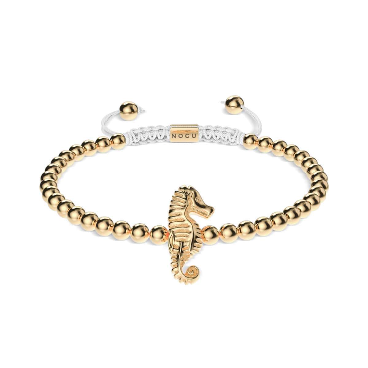 Riff | 18 Karat Gold | Seepferdchen Makramee Charmballa Armband