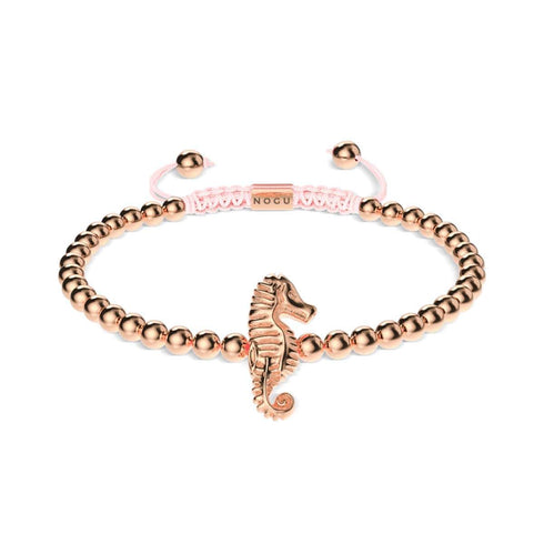 Riff | 18 Karat Roségold | Seepferdchen Makramee Charmballa Armband