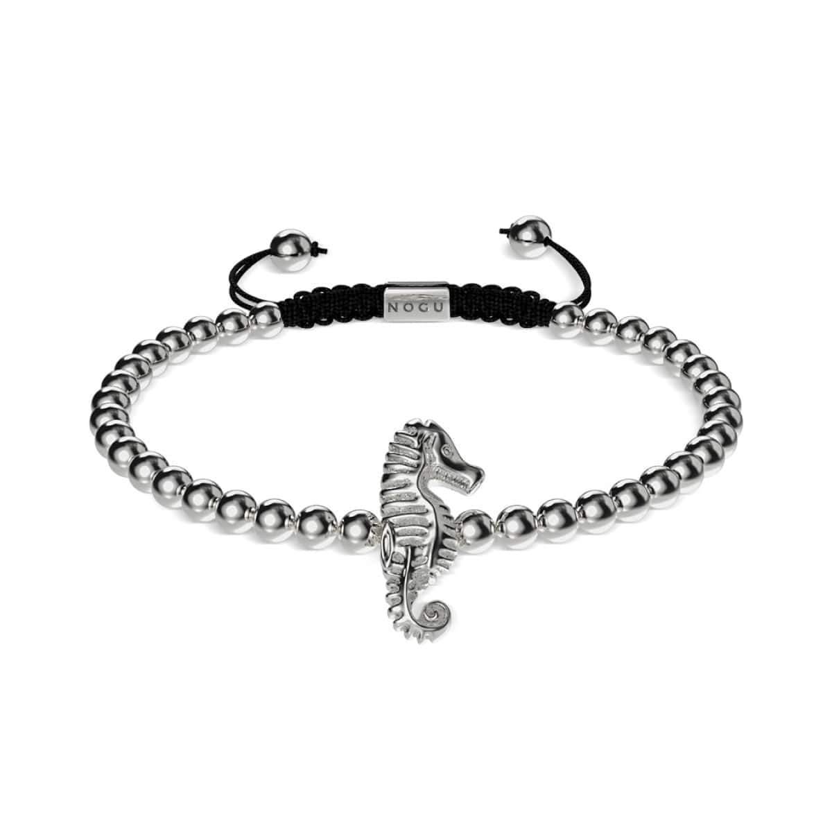 Riff | Silber | Seepferdchen Makramee Charmballa Armband
