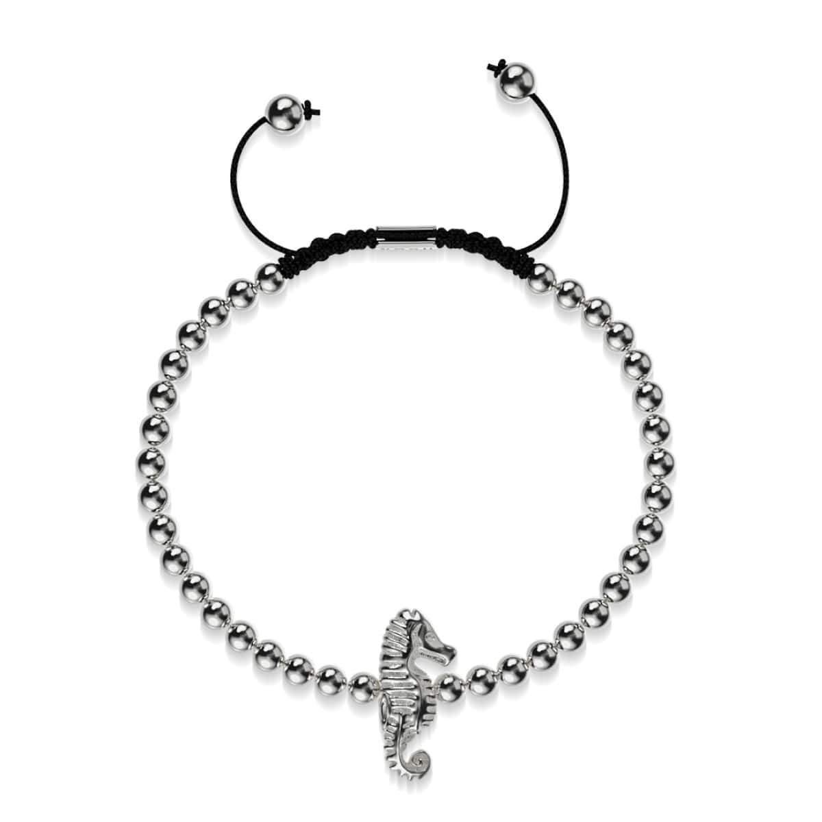Riff | Silber | Seepferdchen Makramee Charmballa Armband