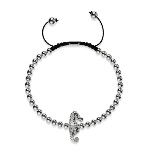 Riff | Silber | Seepferdchen Makramee Charmballa Armband