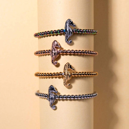 Riff | Silber | Seepferdchen Makramee Charmballa Armband