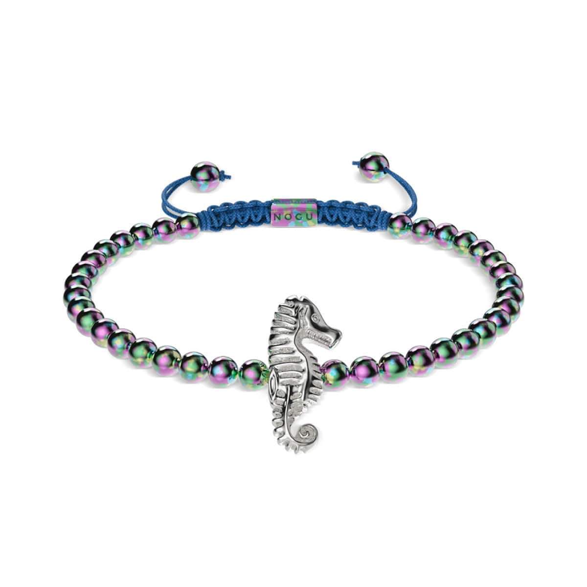 Riff | Einhorn Silber | Seepferdchen Makramee Charmballa Armband