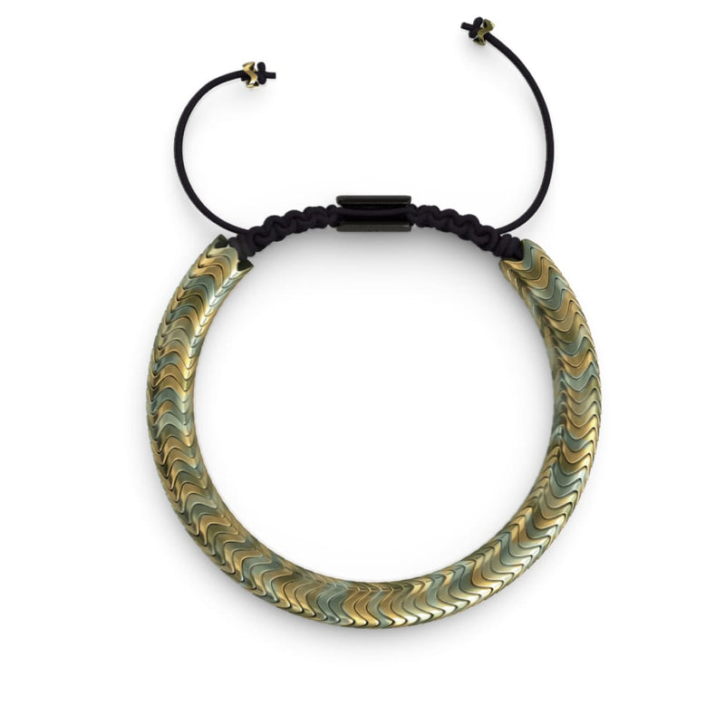 Serpentin | Bronze-Hämatit x Silber | Doppelwellenarmband