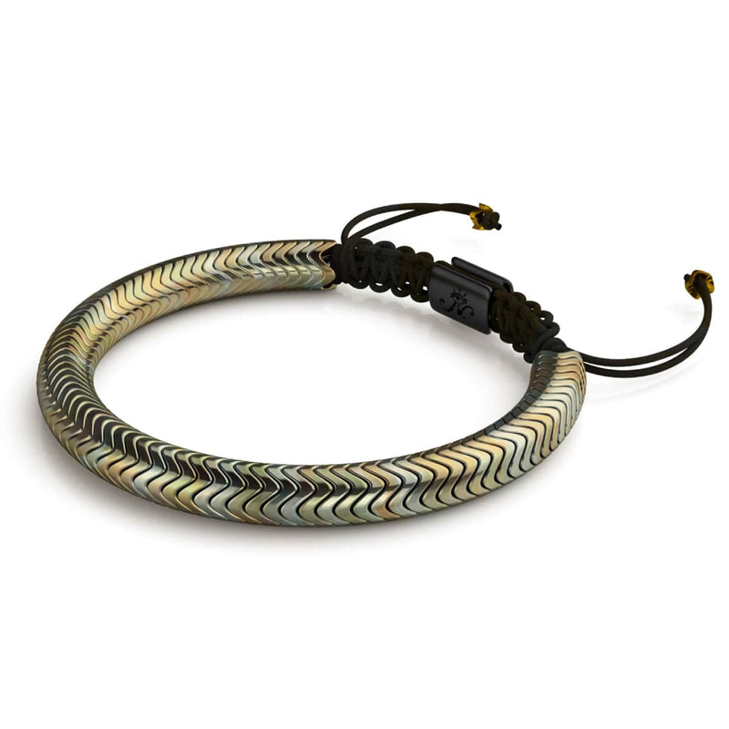 Serpentin | Bronze-Hämatit x Silber | Doppelwellenarmband