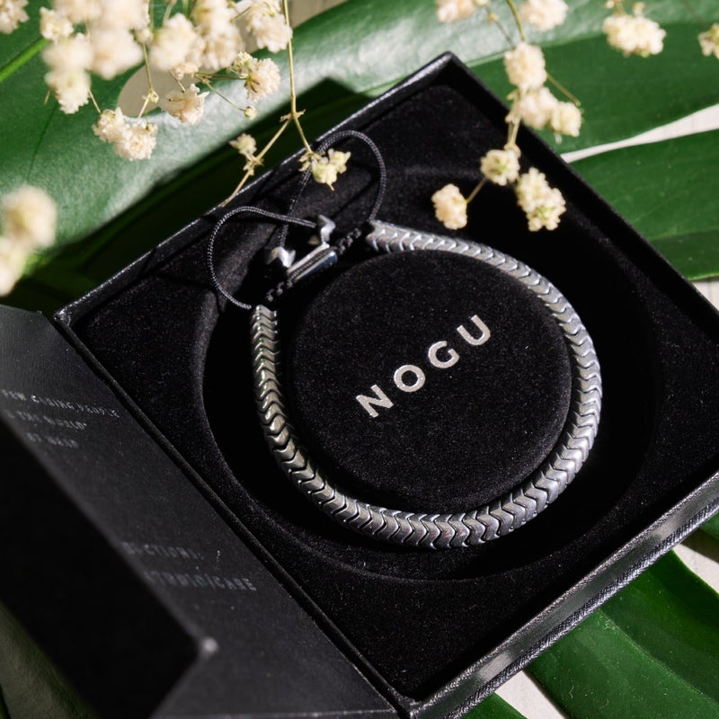 Serpentin | Chromhämatit x Silber | Doppelwellenarmband