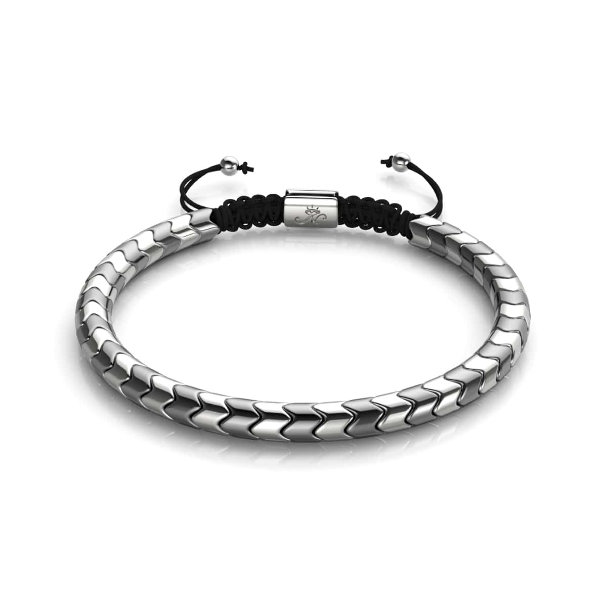 Serpentin | Grauer und silberner Hämatit x Silber | Wellenarmband