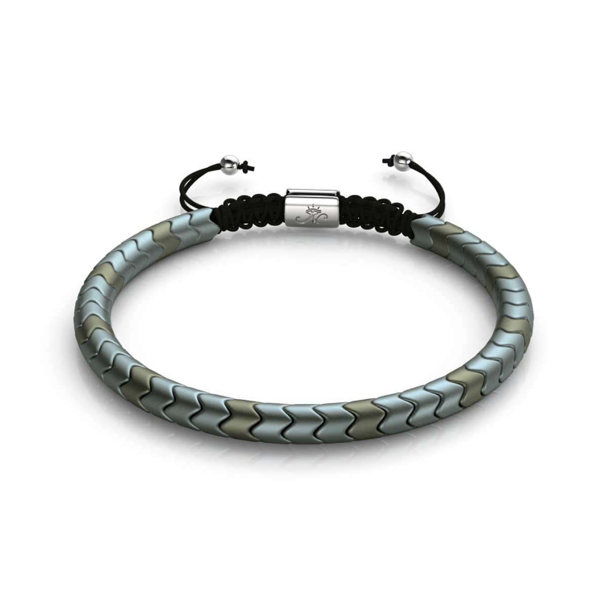Serpentin | Mattes Meeresschaum-Hämatit x Silber | Wellenarmband