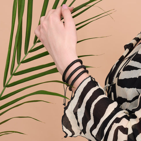 Serpentin | Onyx Hämatit x Rotguss | Doppelwellenarmband