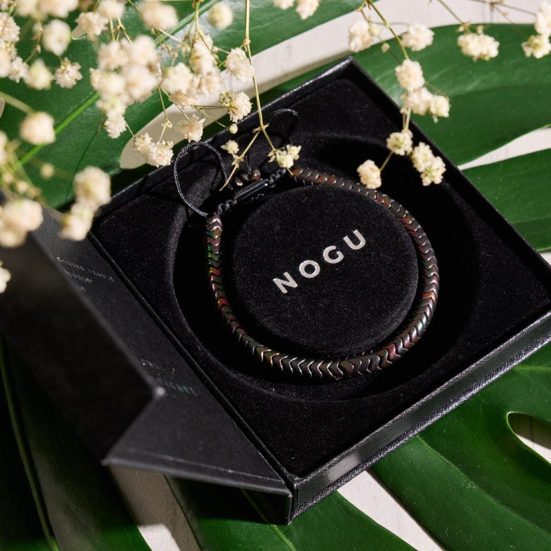 Serpentin | Regenbogenfinsternis Hämatit x Rotguss | Doppelwellenarmband