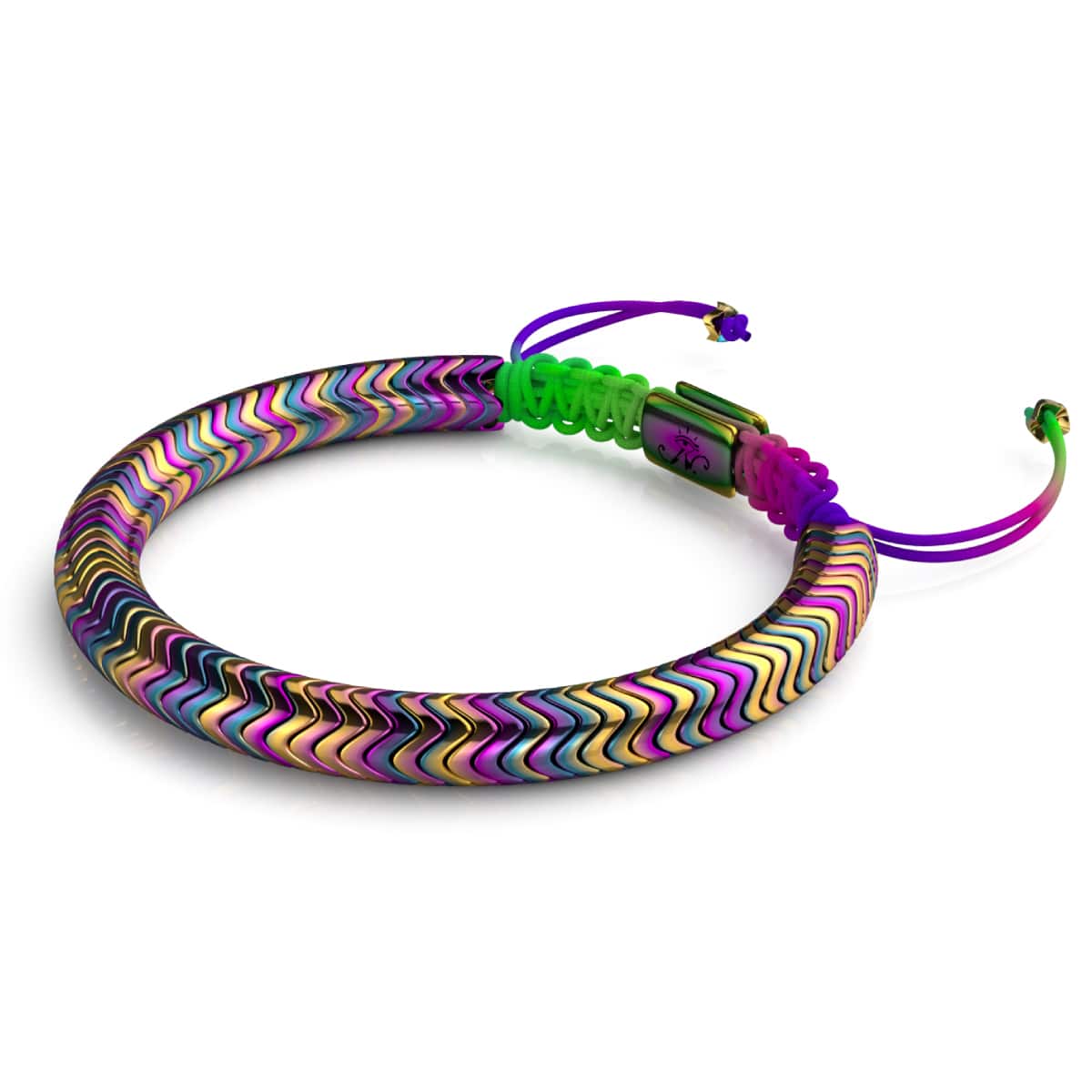 Serpentin | Regenbogen-Hämatit x Spektrum x Einhorn-Silber | Doppelwellen-Armband