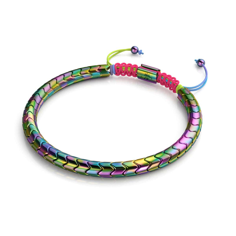 Serpentin | Regenbogen-Hämatit x Spektrum x Einhorn-Silber | Wellenarmband