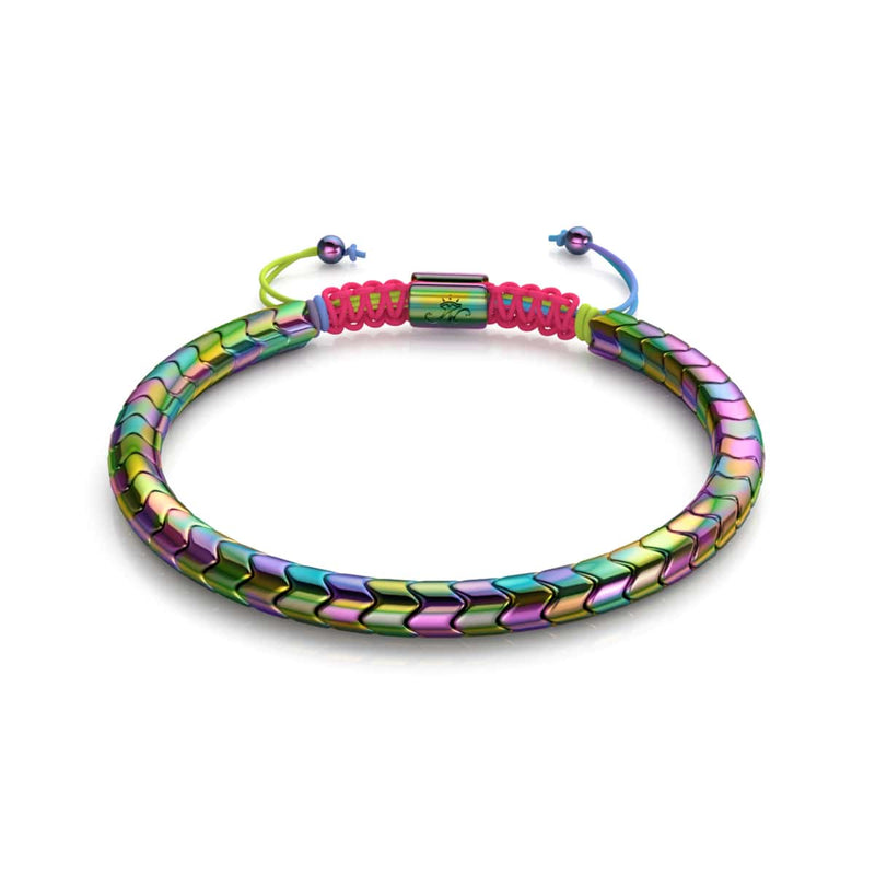 Serpentin | Regenbogen-Hämatit x Spektrum x Einhorn-Silber | Wellenarmband