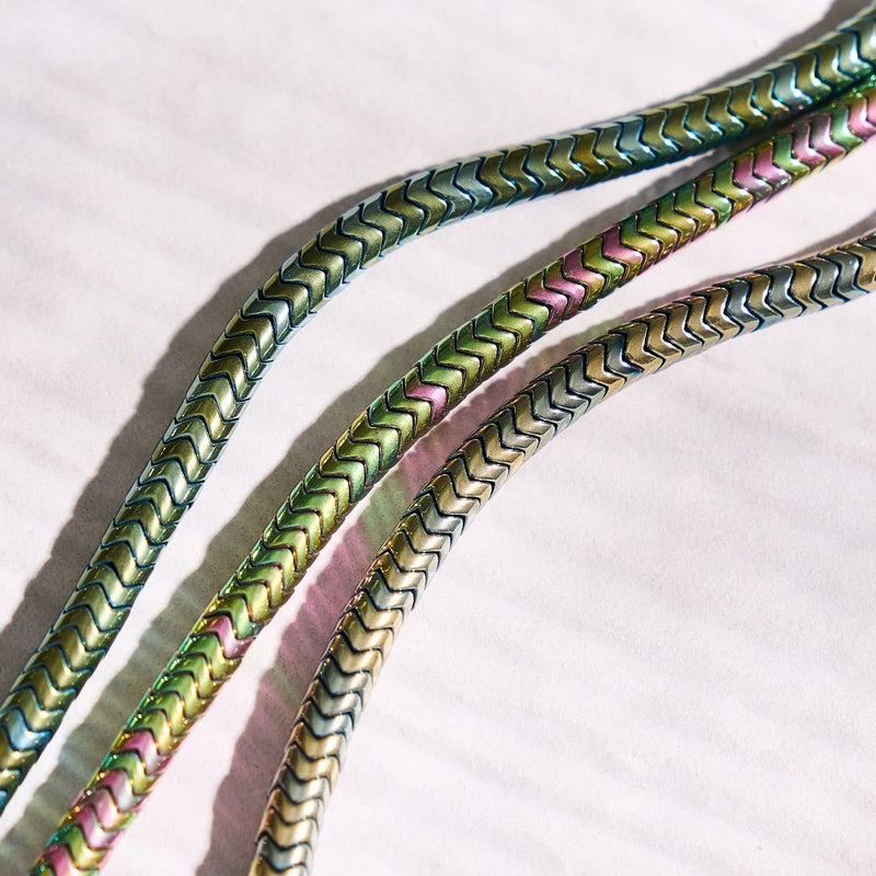 Serpentin | Bronze Hämatit x Rotguss | Doppelwellen-Halskette