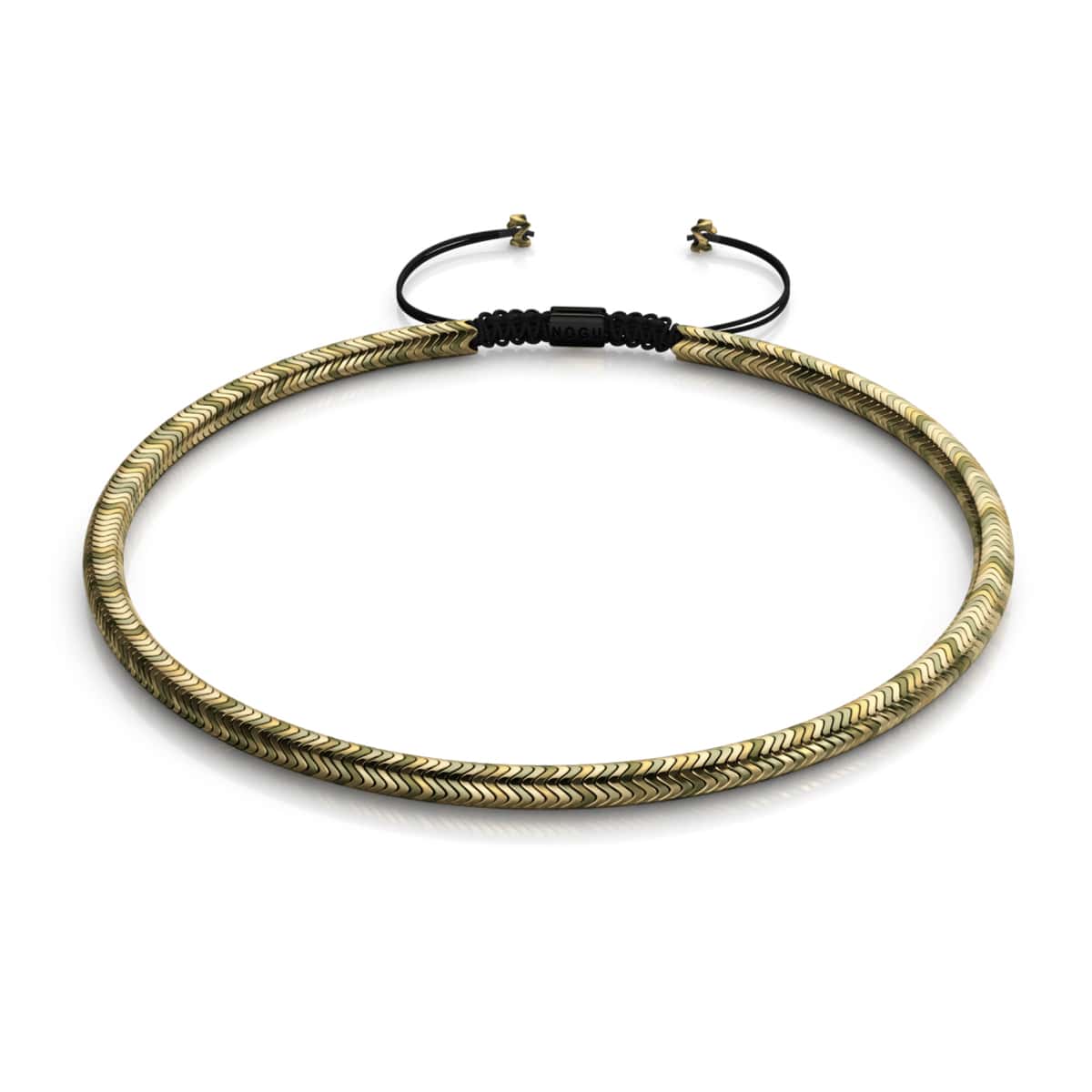 Serpentin | Bronze Hämatit x Rotguss | Doppelwellen-Halskette