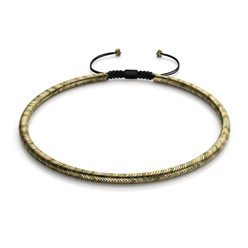 Serpentin | Bronze Hämatit x Rotguss | Doppelwellen-Halskette