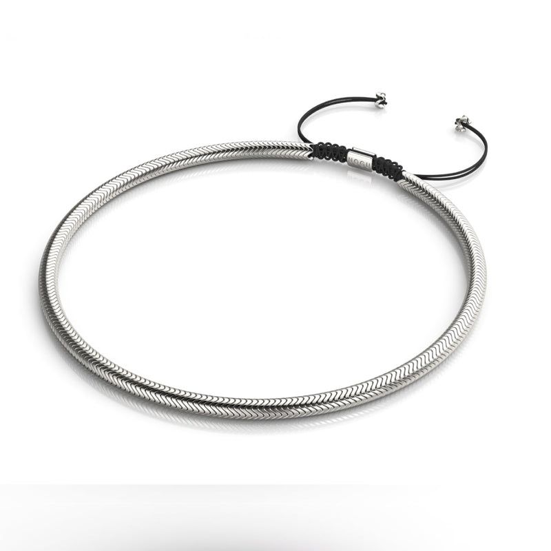 Serpentin | Chromhämatit x Silber | Doppelwellenkette