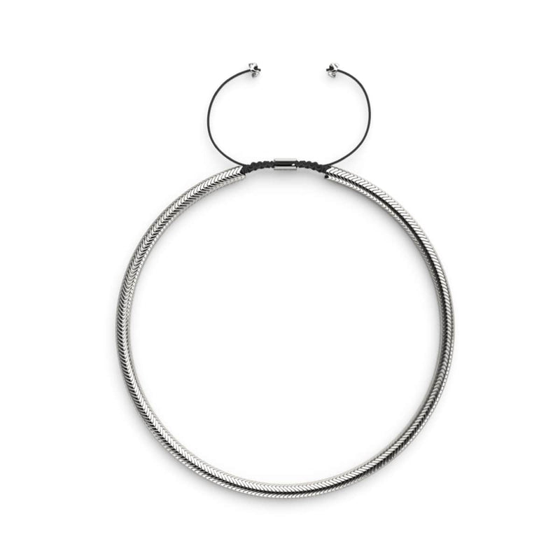 Serpentin | Chromhämatit x Silber | Doppelwellenkette