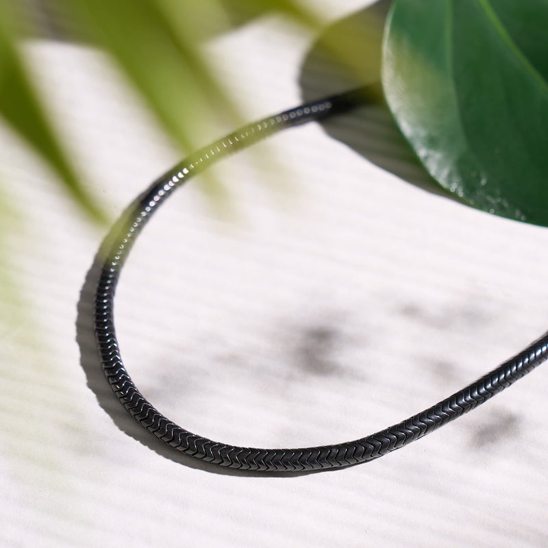 Serpentin | Onyx Hämatit x Rotguss | Doppelwellen-Halskette