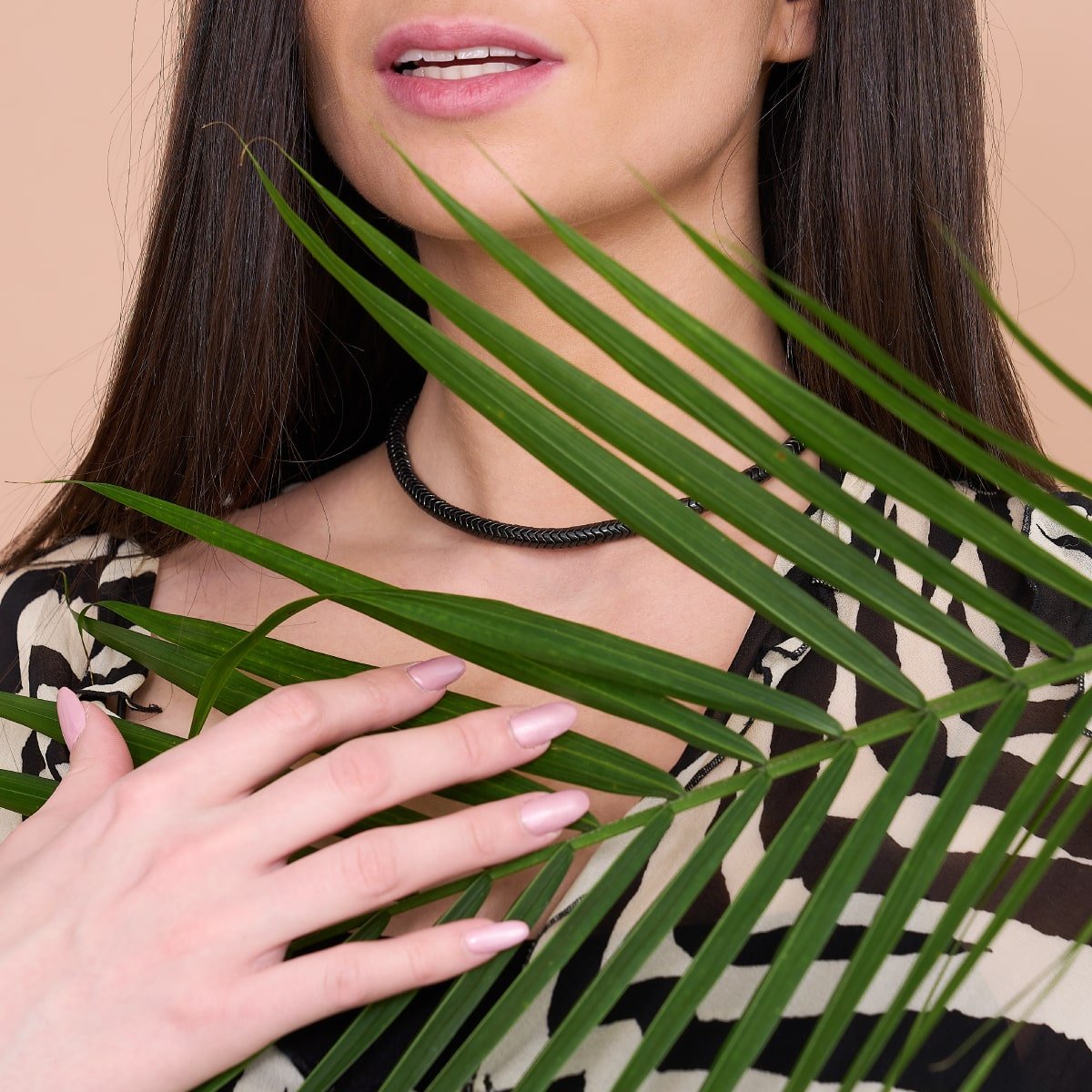 Serpentin | Onyx Hämatit x Rotguss | Doppelwellen-Halskette