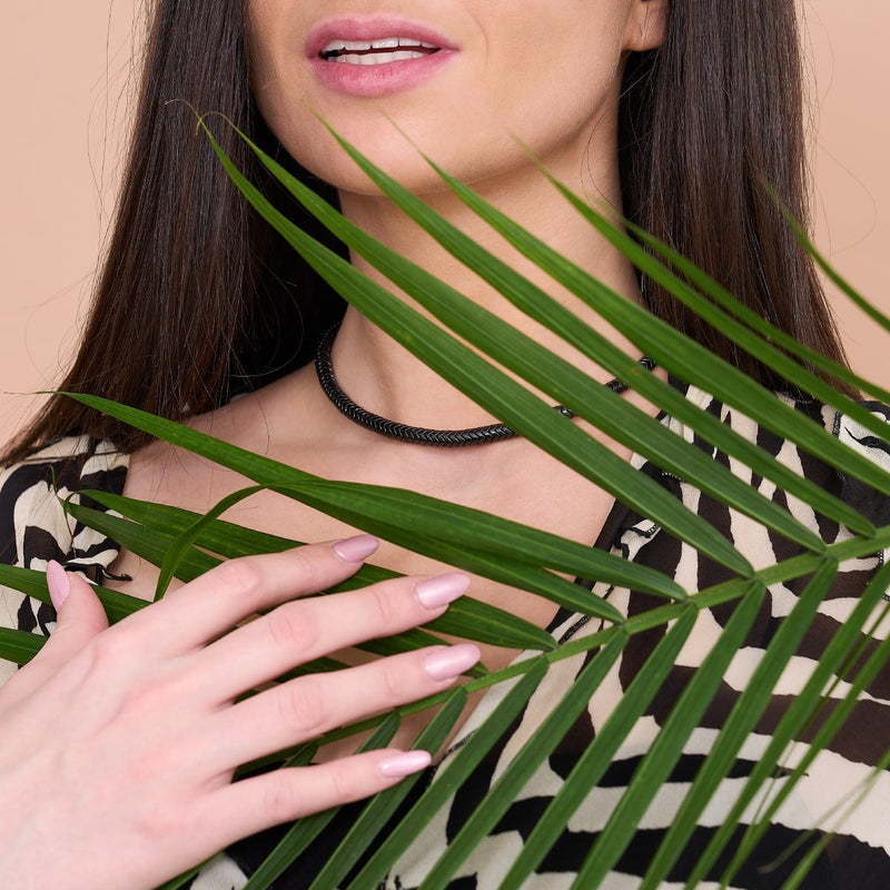 Serpentin | Onyx Hämatit x Rotguss | Doppelwellen-Halskette