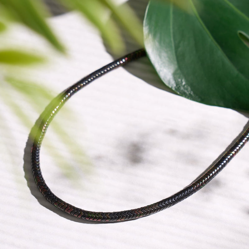 Serpentin | Regenbogenfinsternis Hämatit x Rotguss | Doppelwellen-Halskette