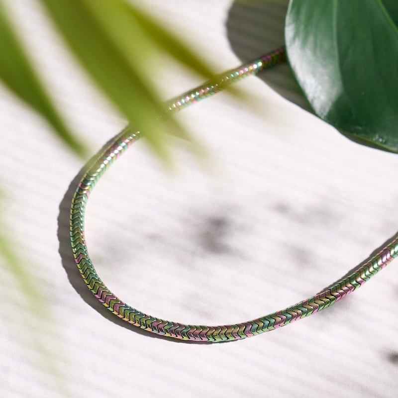 Serpentin | Einhorn Gold Hämatit x Einhorn Silber | Doppelwellen-Halskette