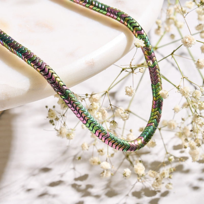 Serpentin | Einhorn Gold Hämatit x Einhorn Silber | Doppelwellen-Halskette