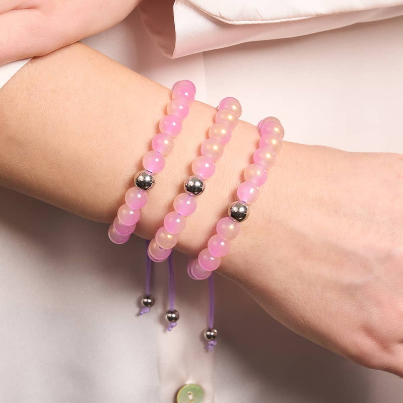 Lavendel-Sprudel | Schimmerndes Glas | Makramee-Armband