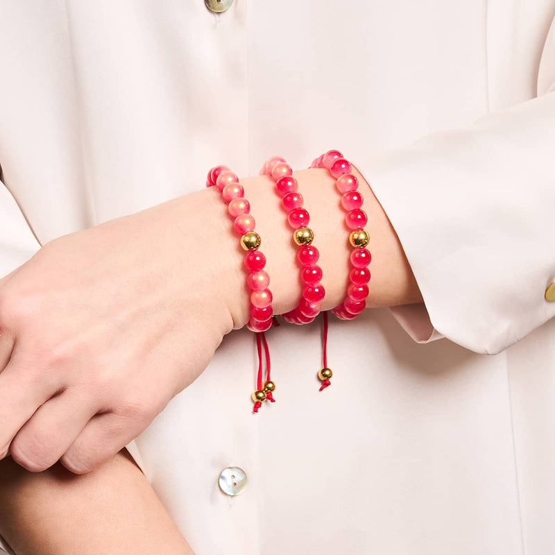 Maraschinokirsche | Schimmerndes Glas | Makramee-Armband