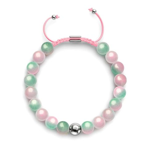 Geschnittene Melone | Schimmerndes Glas | Makramee-Armband