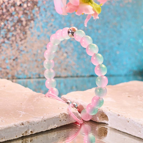 Geschnittene Melone | Schimmerndes Glas | Makramee-Armband