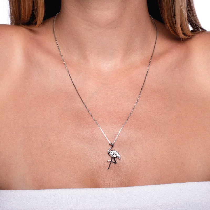 Aruba | 925 Sterling Silber | Kristall Flamingo Unendlichkeitsverschluss Halskette
