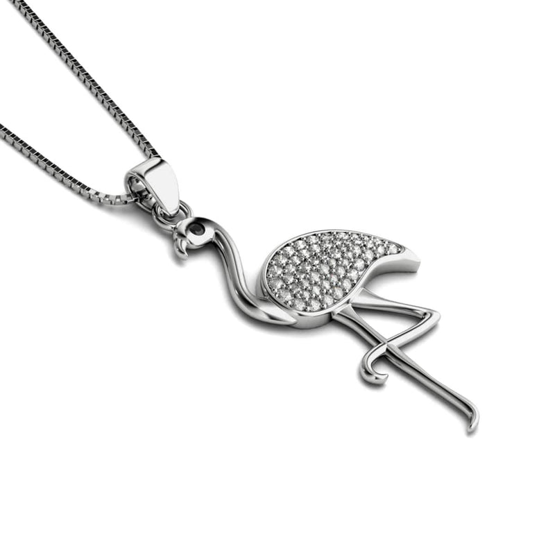 Aruba | 925 Sterling Silber | Kristall Flamingo Unendlichkeitsverschluss Halskette