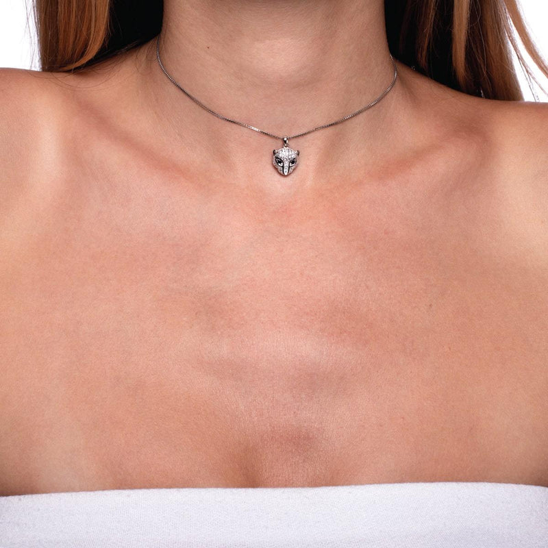 Wild | 925 Sterling Silber | Halskette mit Kristallkatze und Unendlichkeitsverschluss