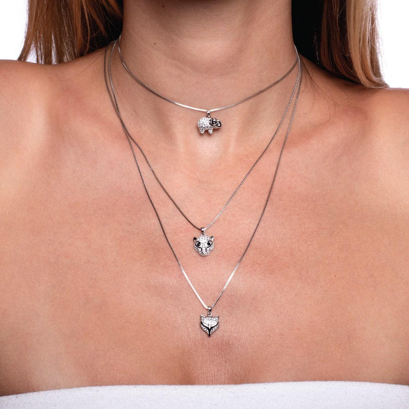 Wild | 925 Sterling Silber | Halskette mit Kristallkatze und Unendlichkeitsverschluss