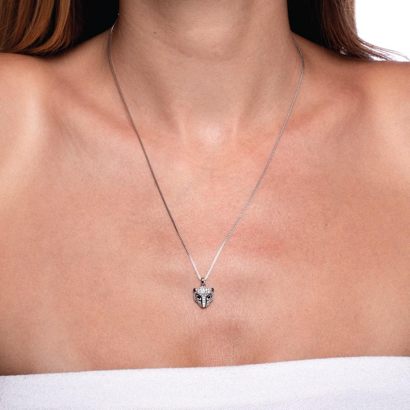 Wild | 925 Sterling Silber | Halskette mit Kristallkatze und Unendlichkeitsverschluss