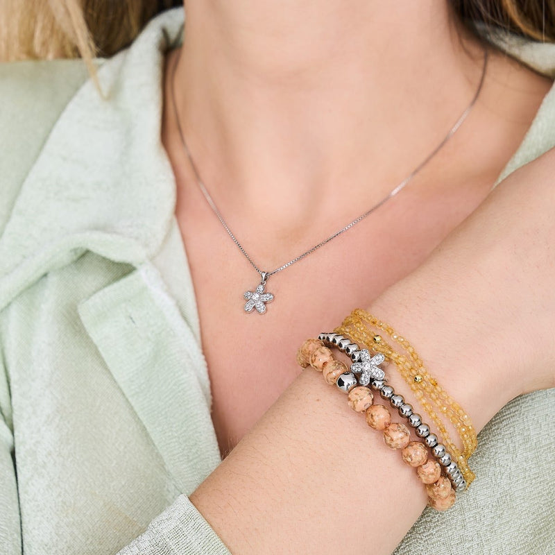 Flower Power | 925 Sterling Silber | Halskette mit Kristall-Unendlichkeitsverschluss